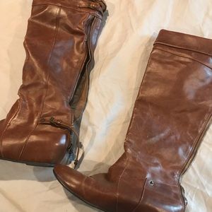 Brown leather boots